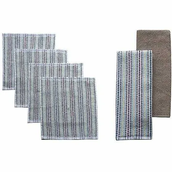 Sale Food Network Awning Stripe Kitchen Towel & Dishcloth 6-Pk. Kitchen Linens