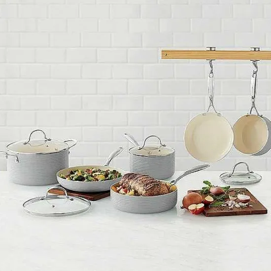Online Food Network Farmstead 10-Pc. Nonstick Ceramic Cookware Set Cookware & Bakeware