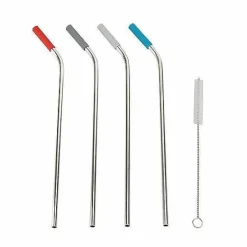 Food Network 5-Pc. Stainless Steel Reusable Straw & Cleaning Brush Set Cooking Utensils & Tools