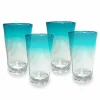 Food Network 4-Pc. Turquoise Ombre Acrylic Highball Glass Set Drinkware & Glassware